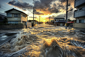 洪涝灾害洪水泥石流摄影图