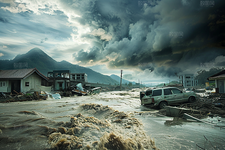 洪涝灾害洪灾暴雨摄影图