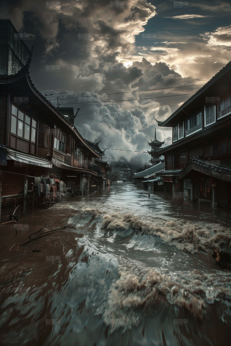 洪涝灾害暴雨洪水摄影图