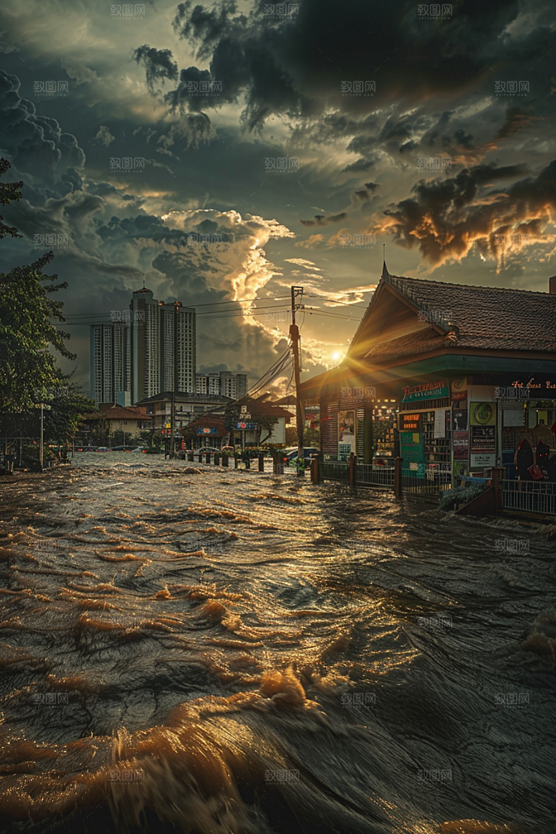 洪涝灾害洪水洪灾摄影图