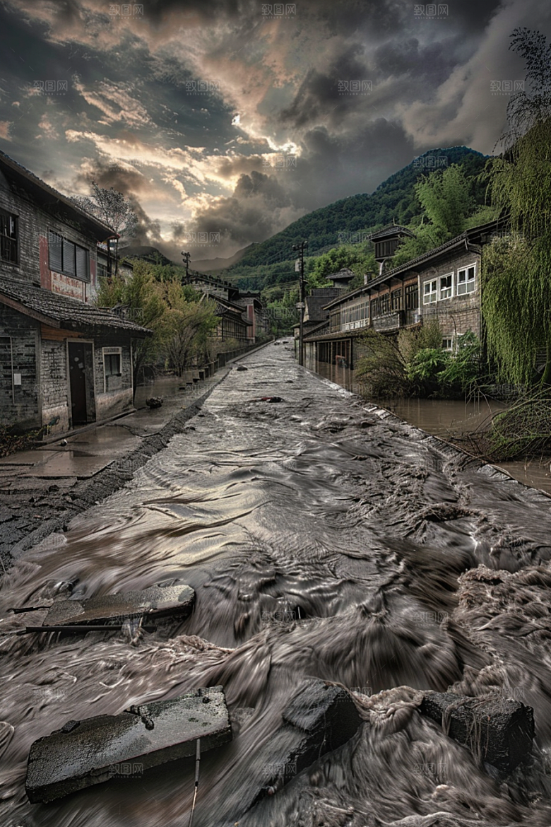 洪涝灾害高清暴雨摄影图