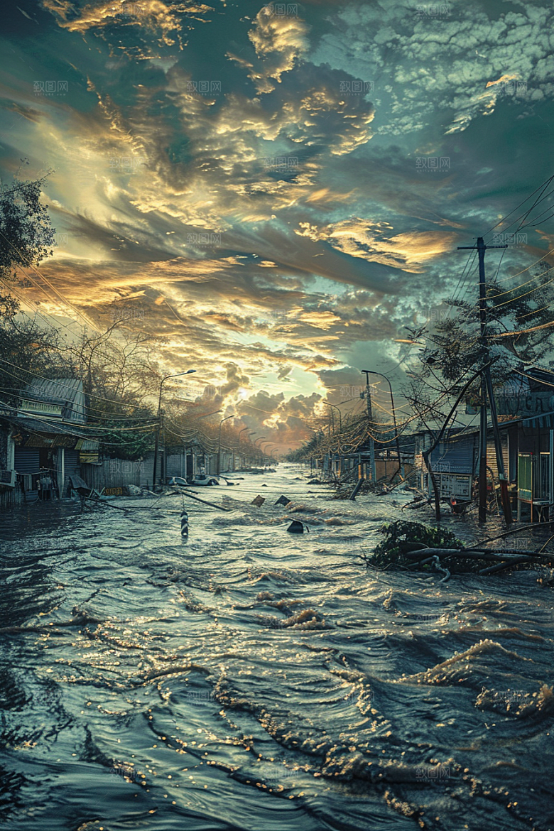 洪涝灾害暴雨洪水摄影图
