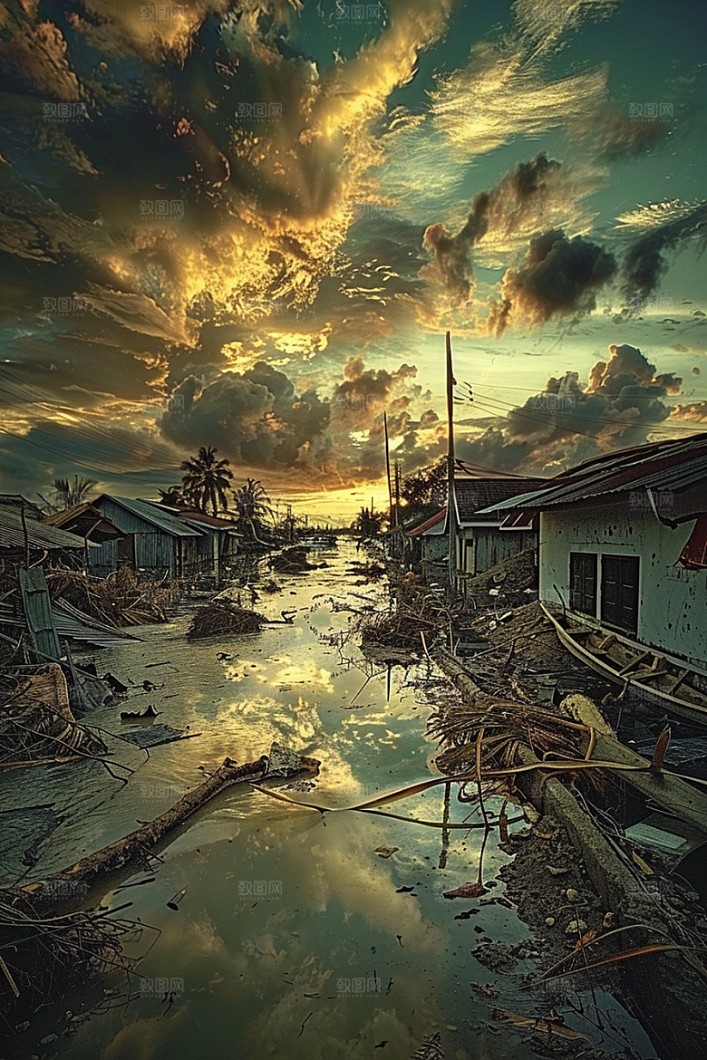 洪涝灾害泥石流恶劣天气摄影图