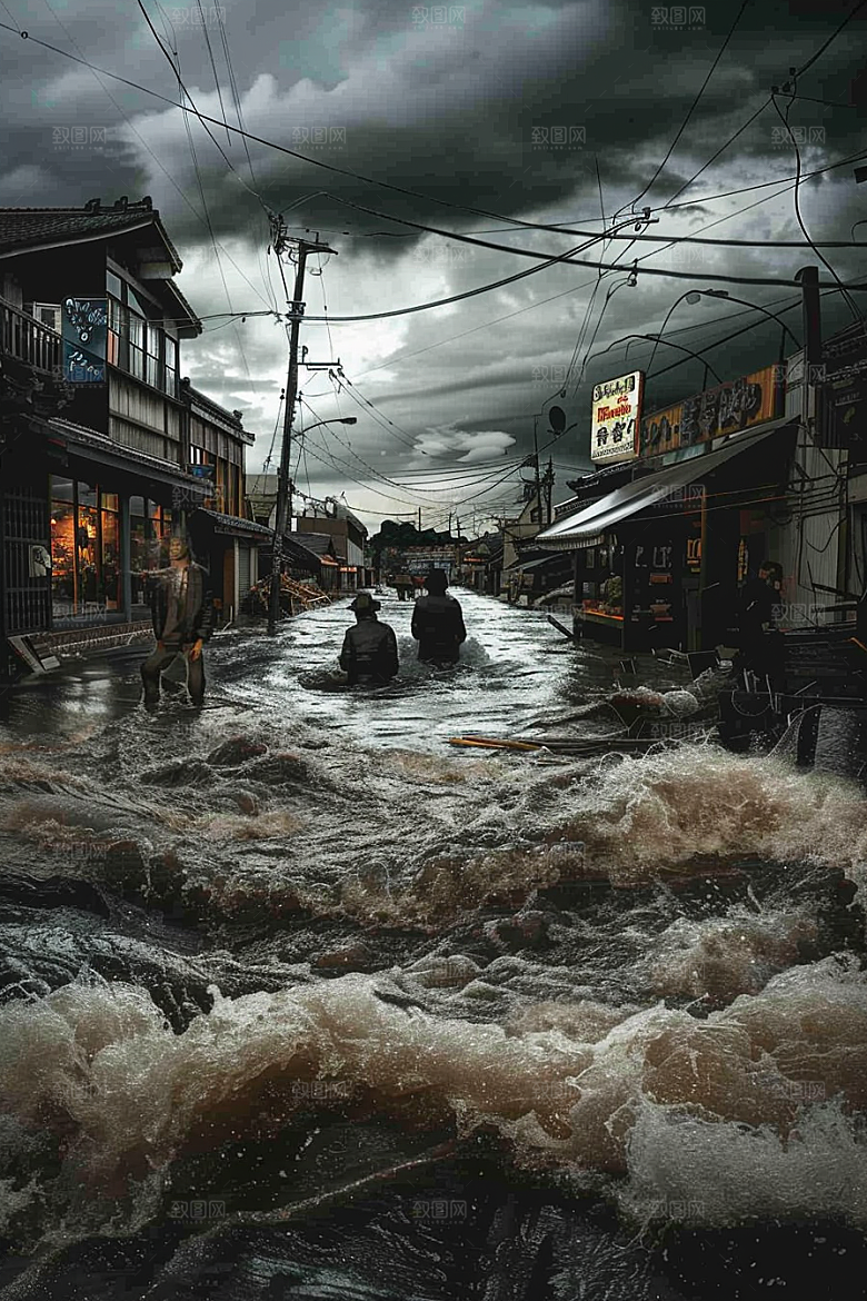 洪涝灾害洪水泥石流摄影图