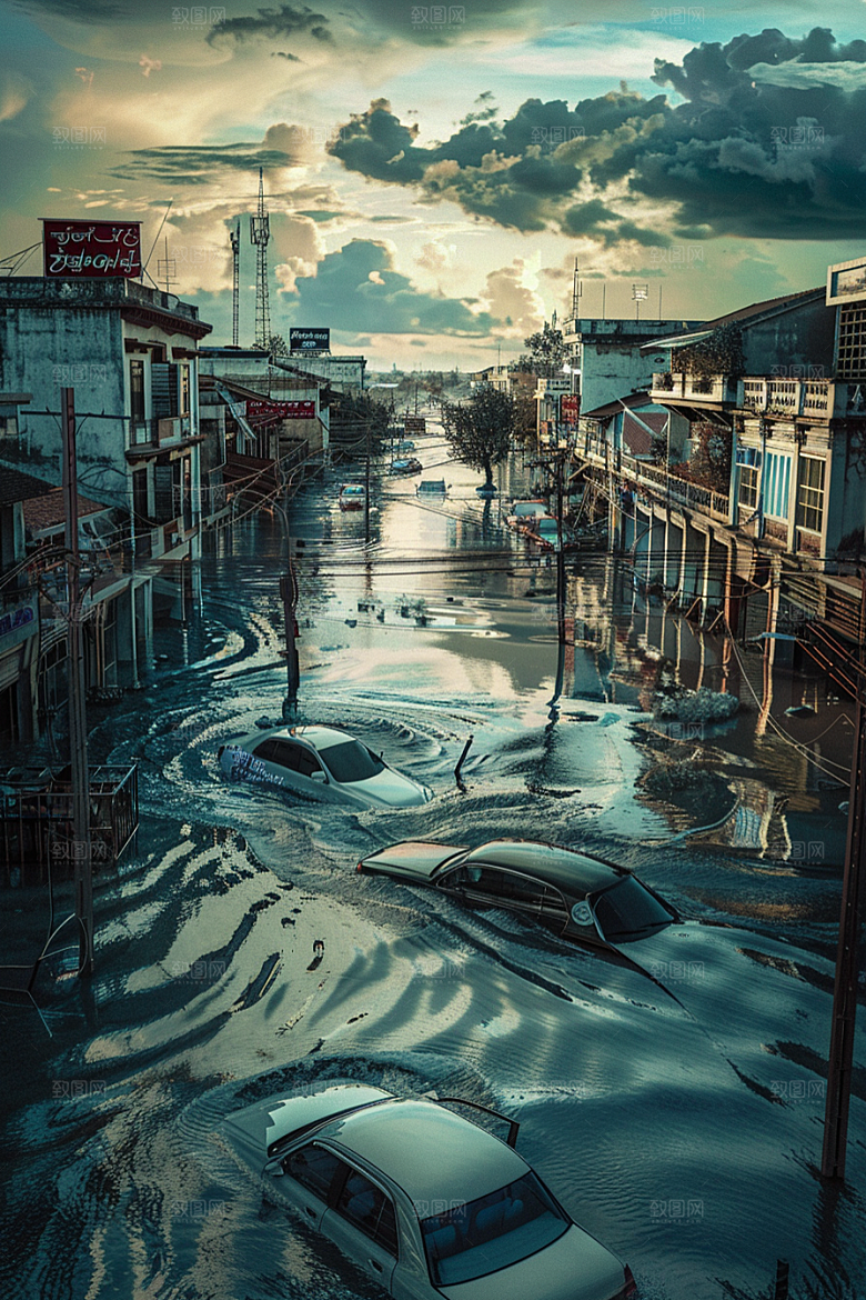 洪涝灾害泥石流洪水摄影图