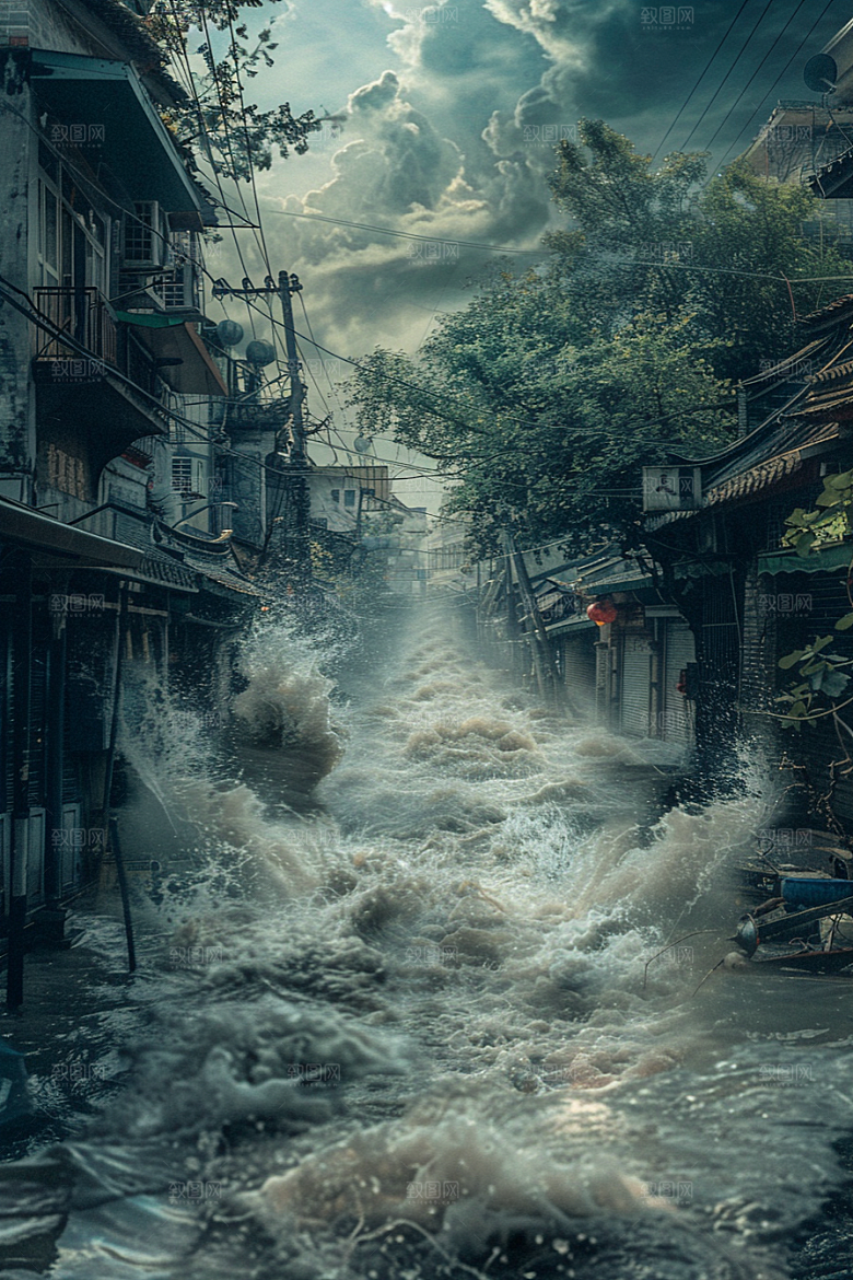 洪涝灾害抗洪抢险洪水摄影图