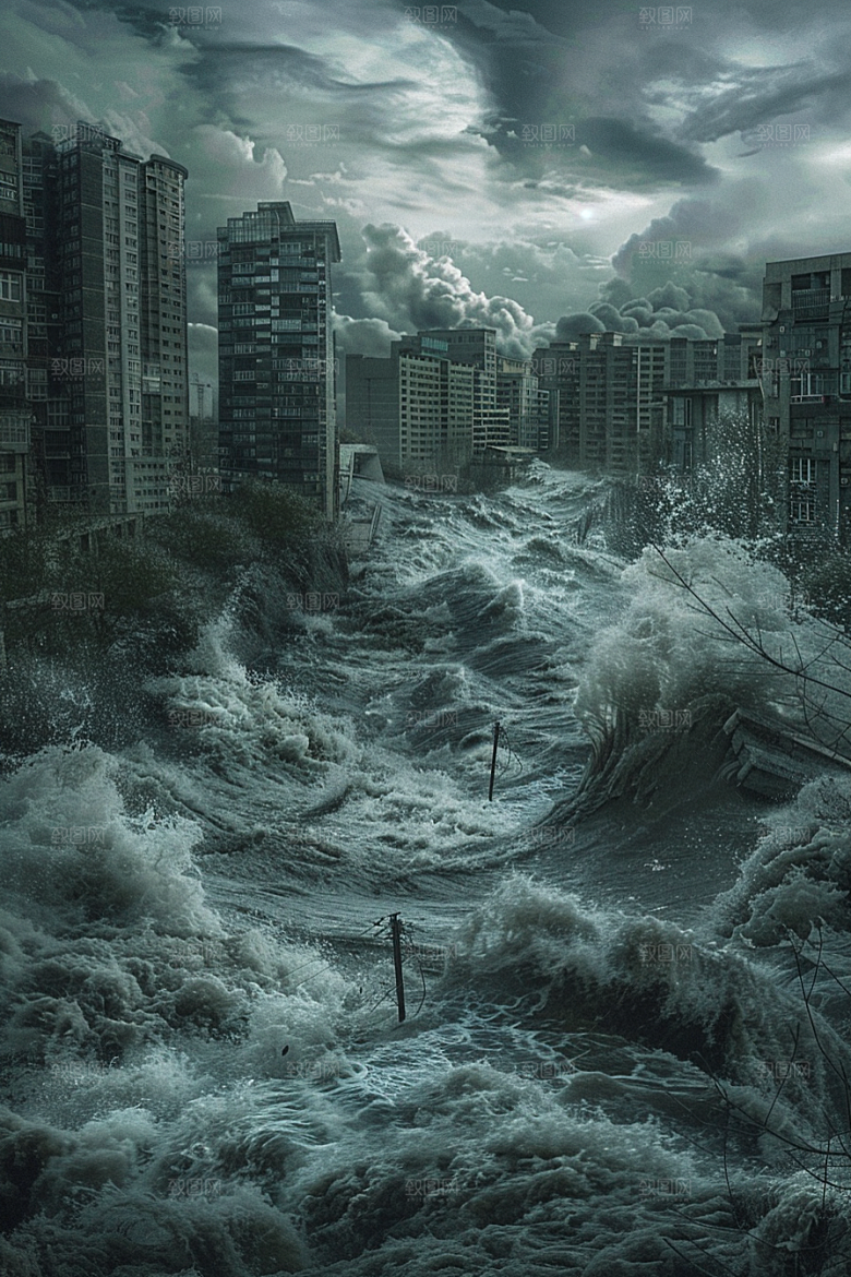 洪涝灾害恶劣天气极端天气摄影图
