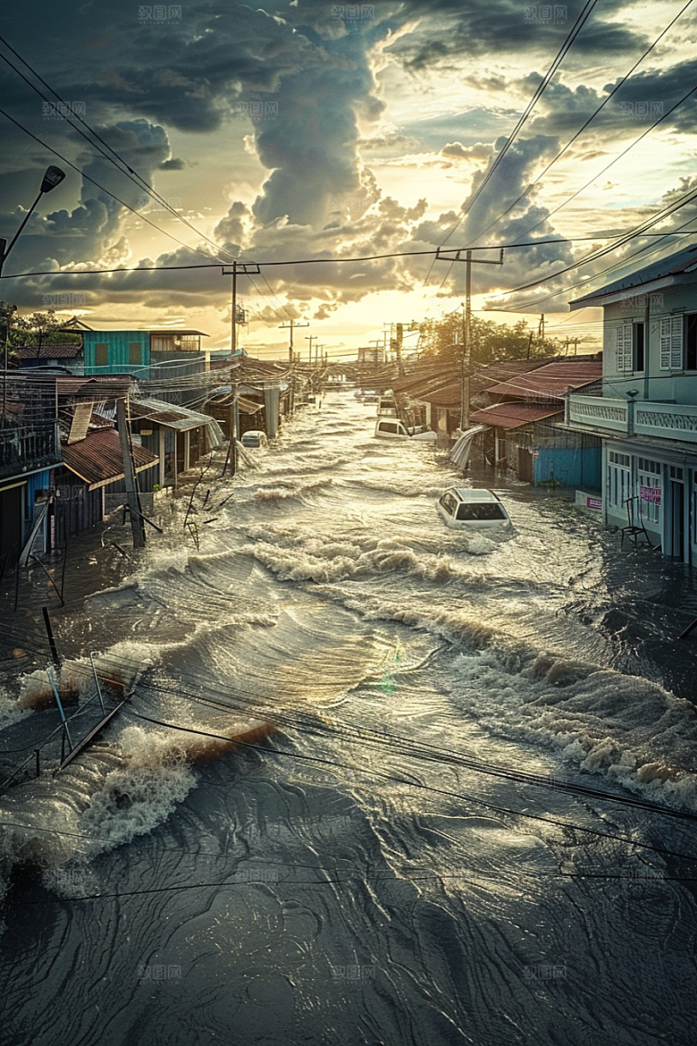洪涝灾害泥石流暴雨摄影图