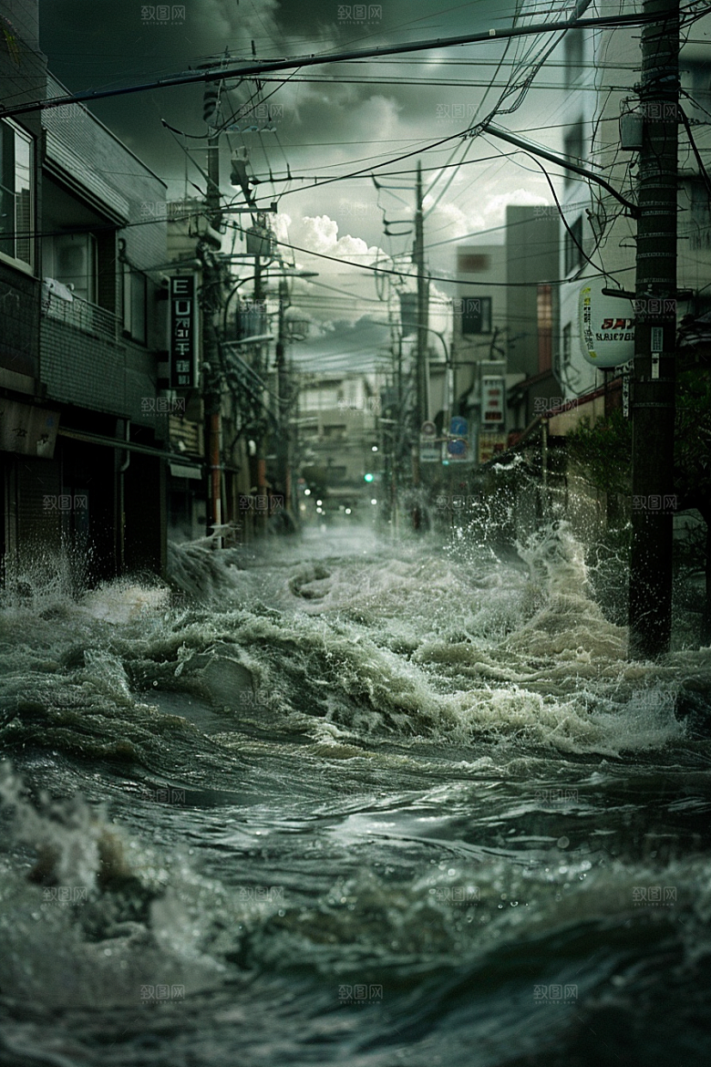 洪涝灾害暴雨洪灾摄影图