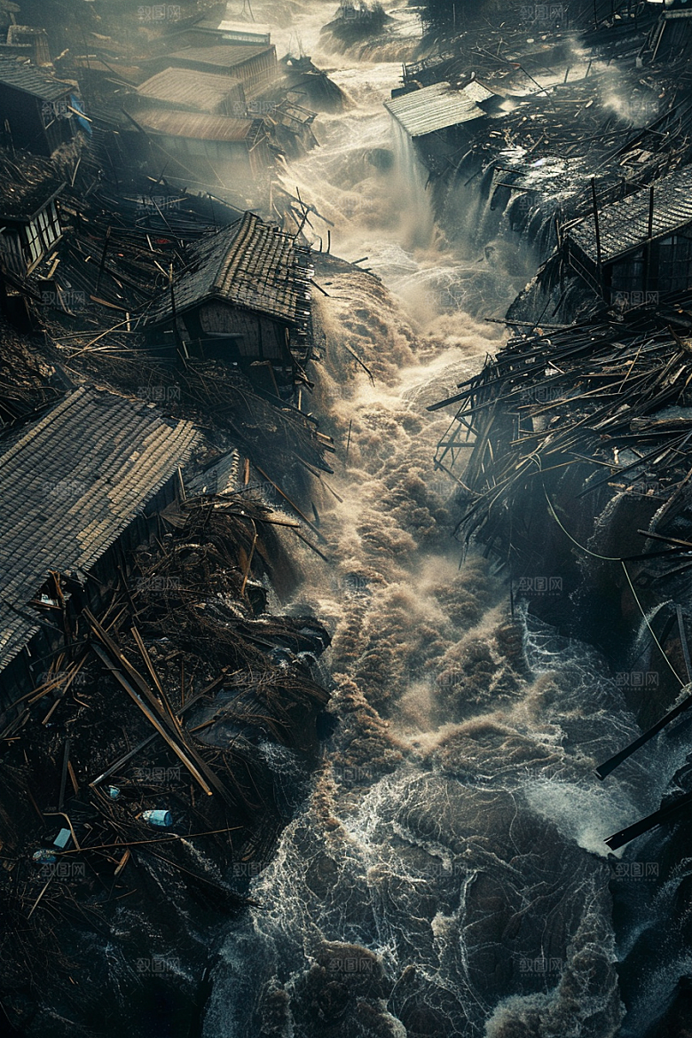 洪涝灾害暴雨抗洪抢险摄影图