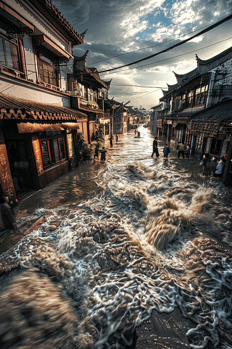 洪涝灾害暴雨夏天摄影图