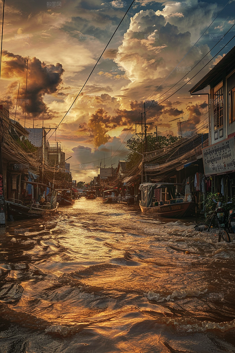 洪涝灾害抗洪抢险洪水摄影图