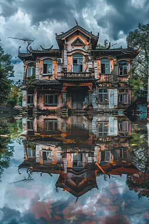 洪涝灾害暴雨自然灾害摄影图