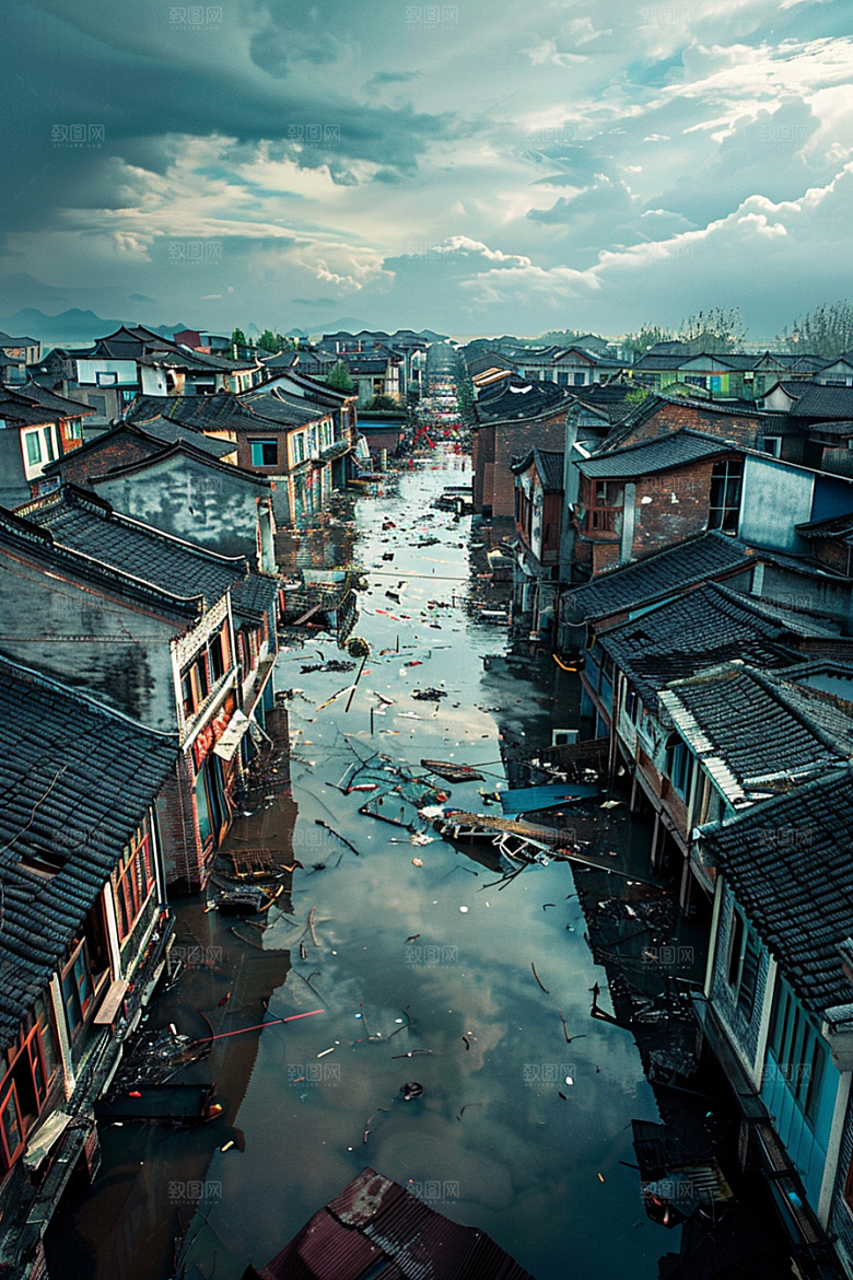 洪涝灾害高清暴雨摄影图