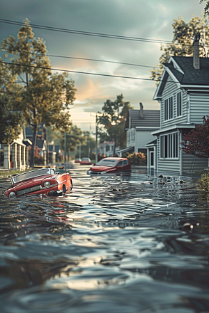 洪涝灾害洪水暴雨摄影图