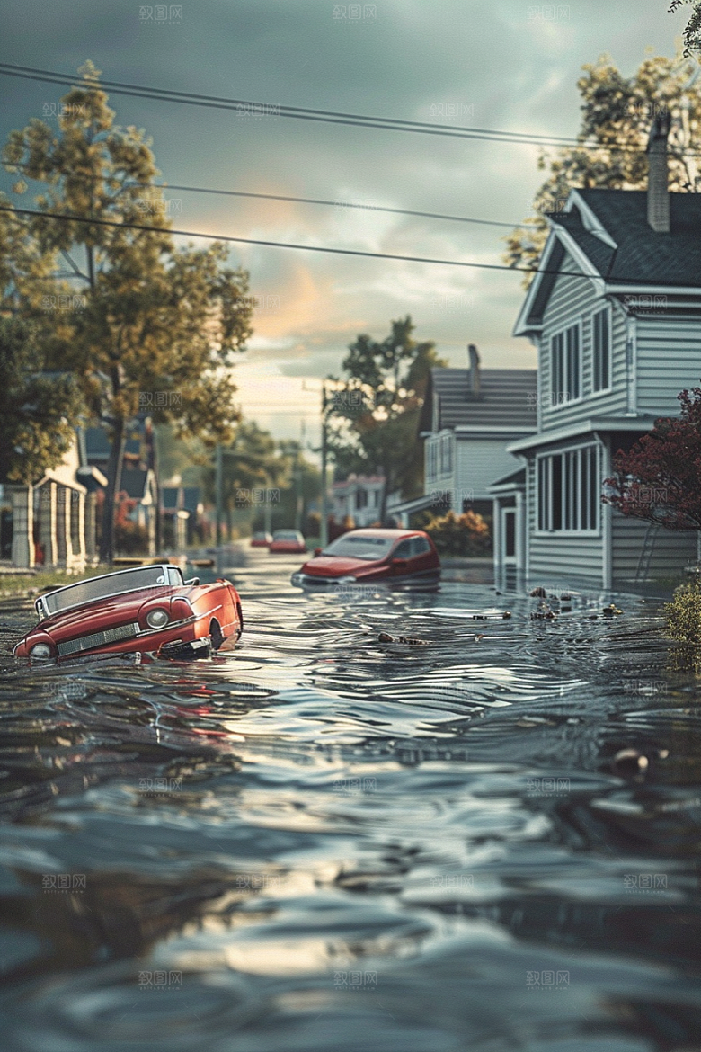 洪涝灾害洪水暴雨摄影图