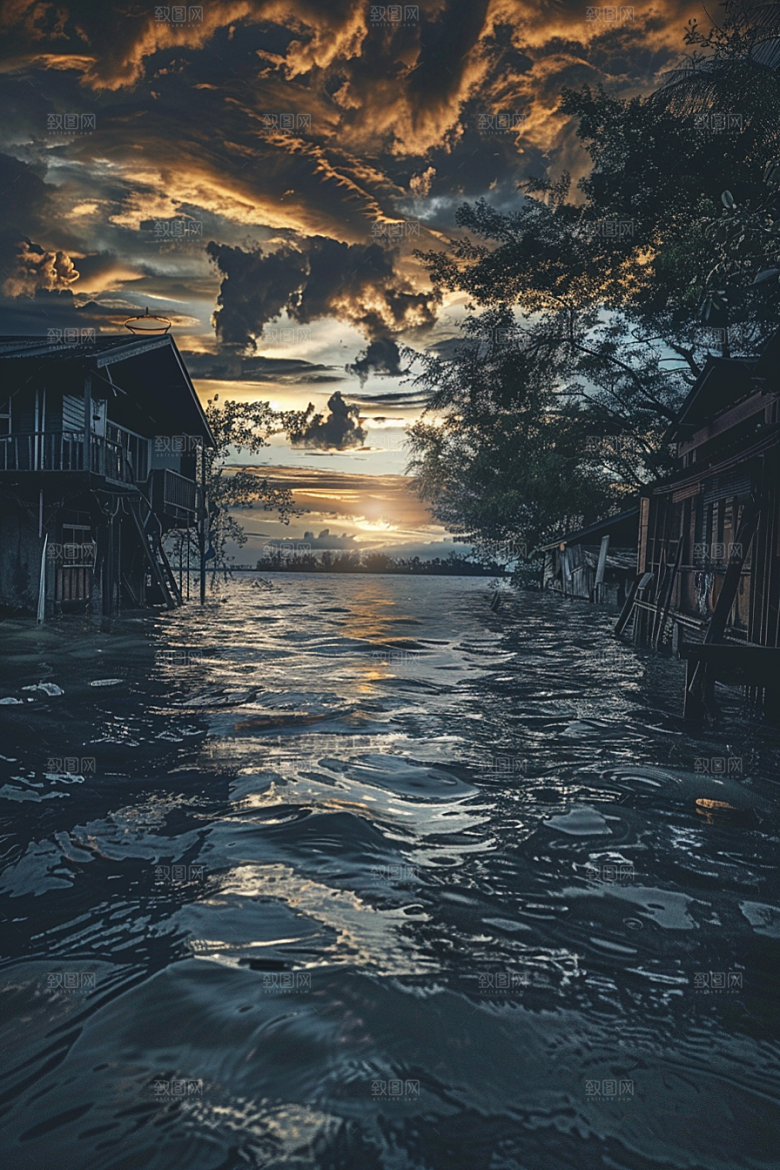 洪涝灾害洪水自然灾害摄影图