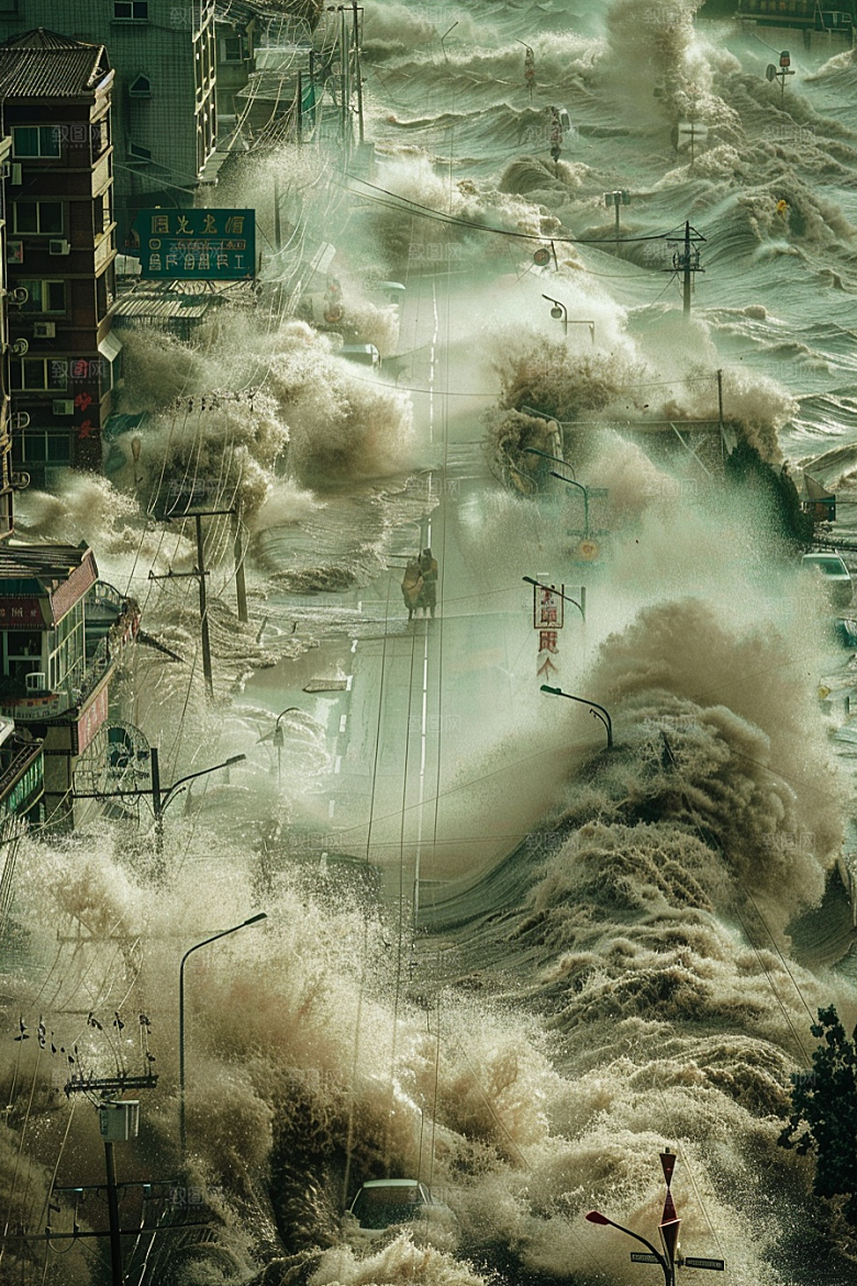 洪涝灾害暴雨洪灾摄影图