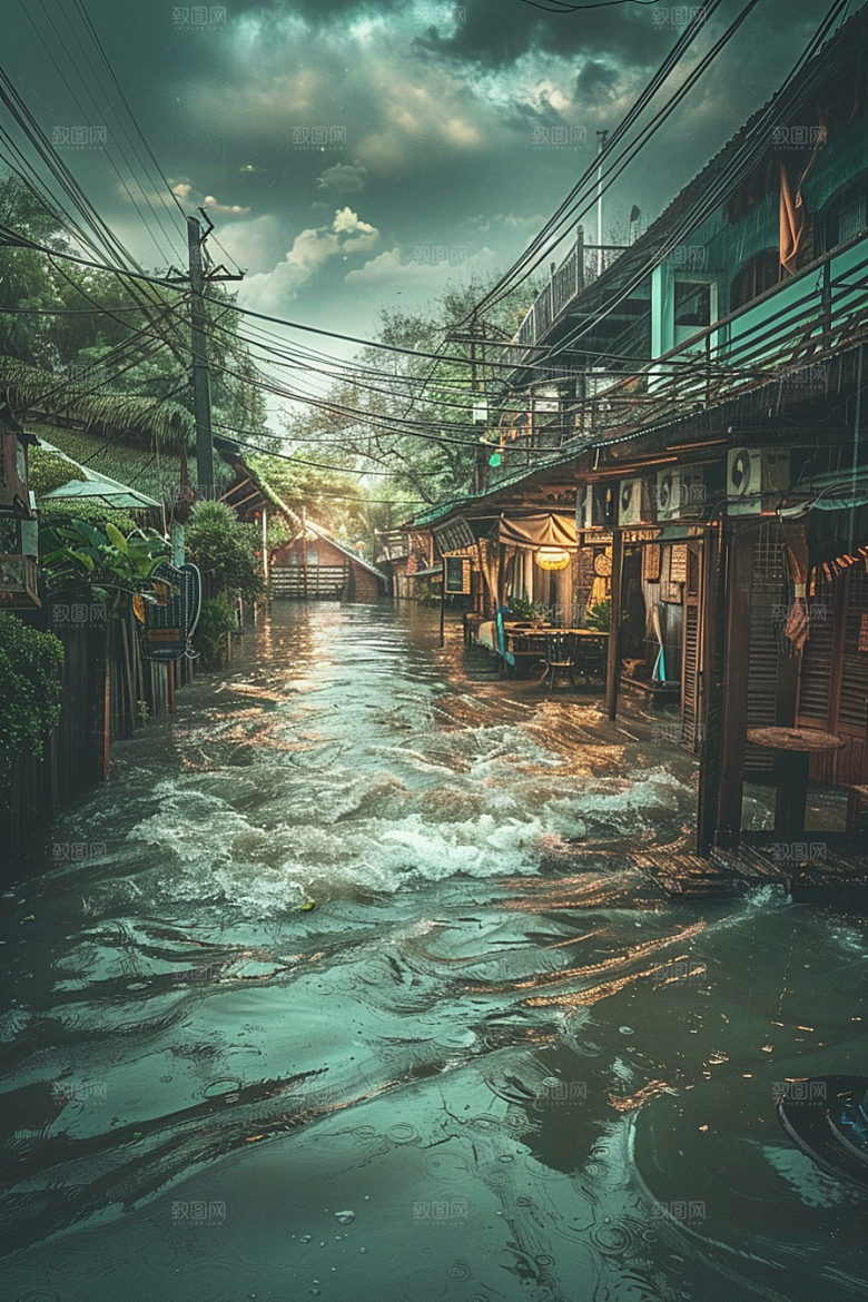 洪涝灾害洪灾抗洪抢险摄影图