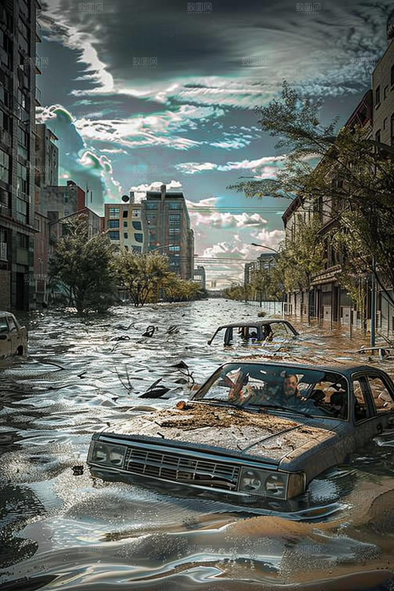 洪涝灾害泥石流暴雨摄影图