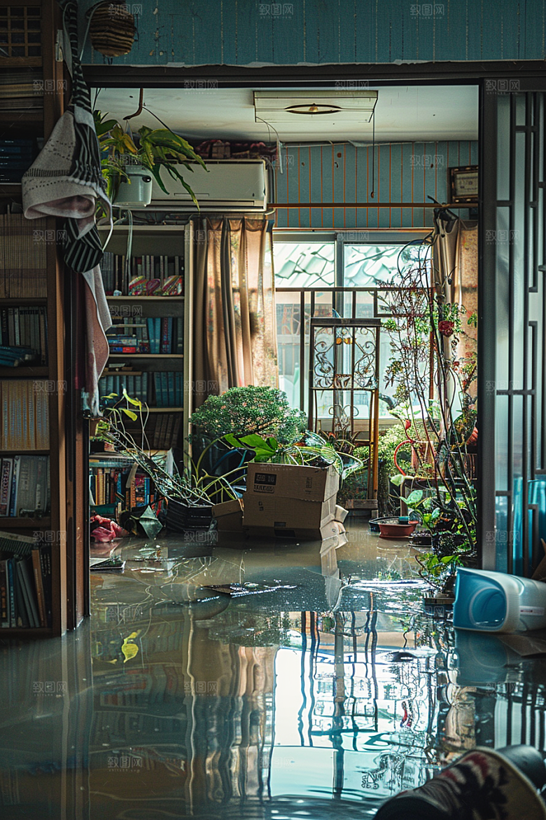 洪涝灾害暴雨恶劣天气摄影图