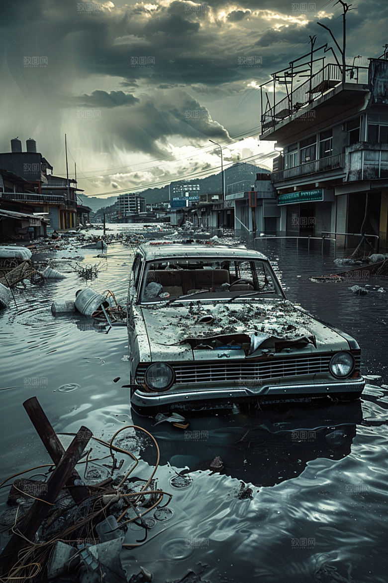 洪涝灾害暴雨洪水摄影图
