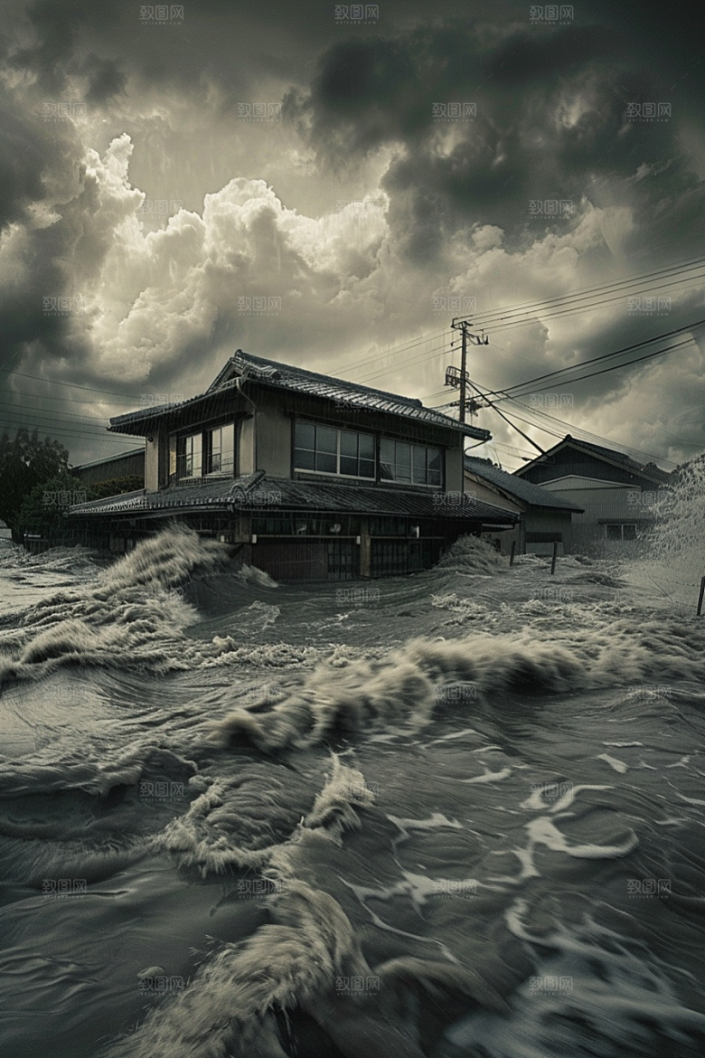 洪涝灾害泥石流洪水摄影图