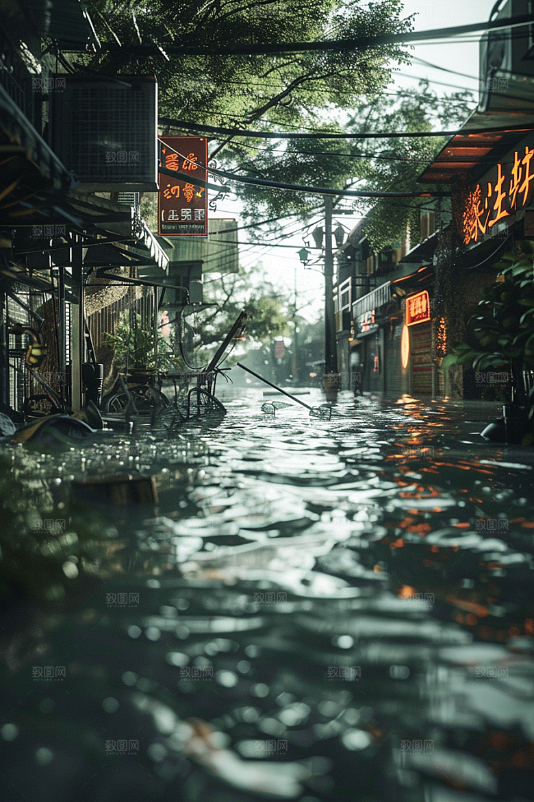 洪涝灾害洪水恶劣天气摄影图