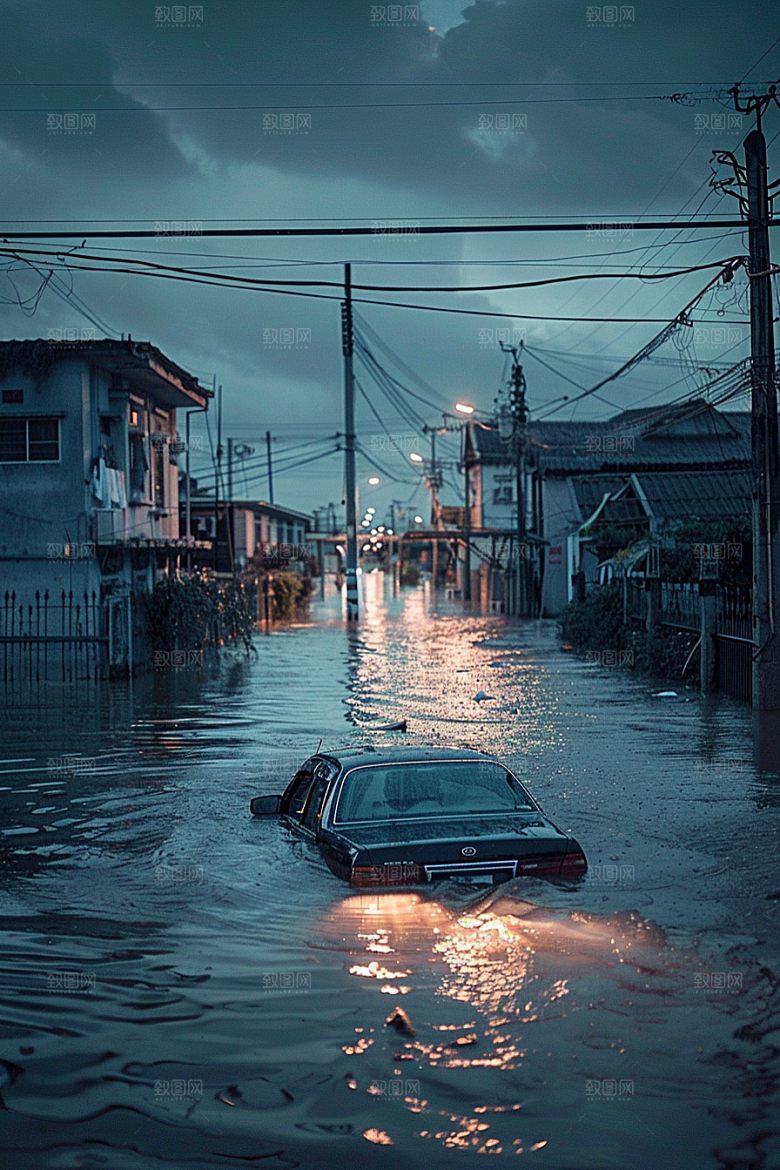 洪涝灾害夏季暴雨摄影图