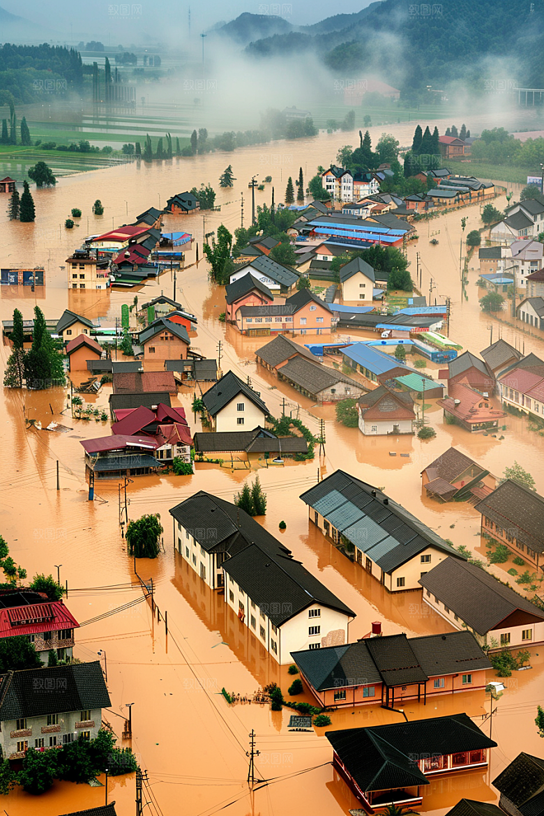 洪涝灾害抗洪抢险暴雨摄影图