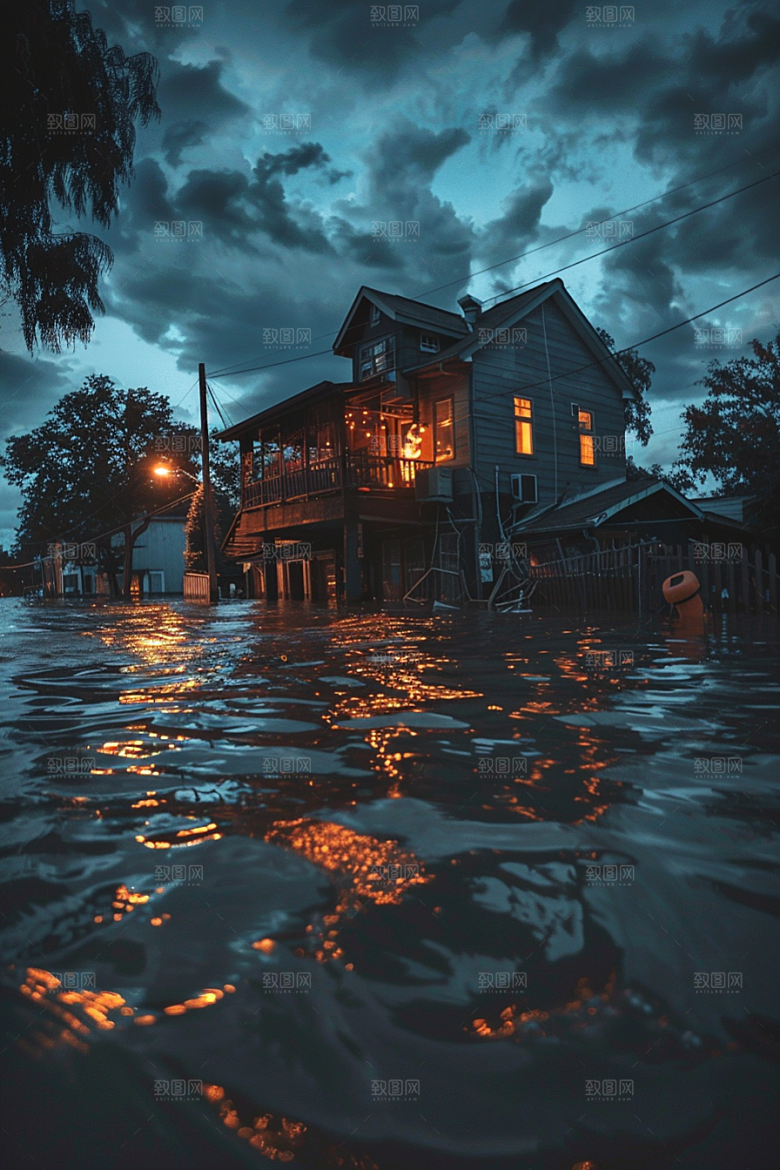 洪涝灾害抗洪抢险暴雨摄影图