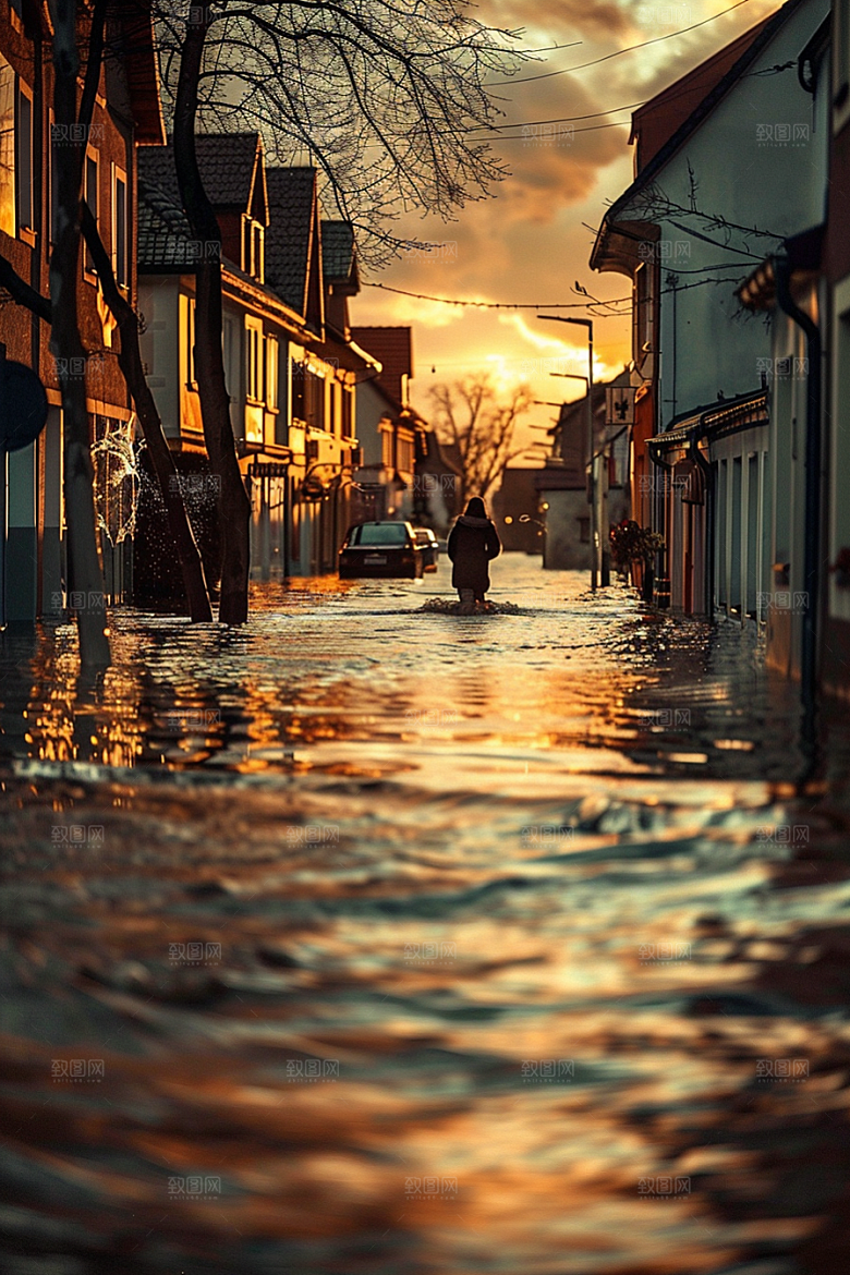 洪涝灾害暴雨夏天摄影图