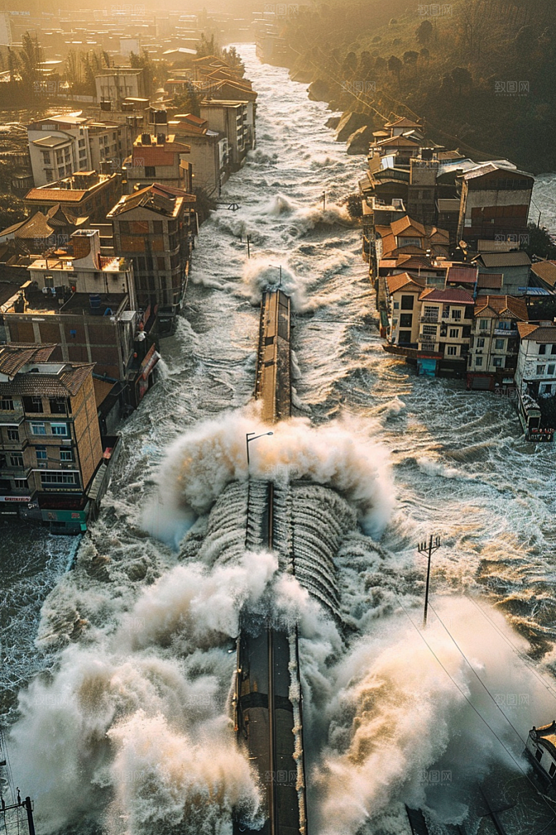 洪涝灾害夏季泥石流摄影图