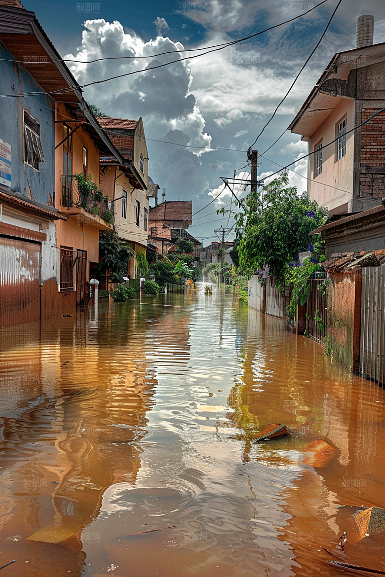 洪涝灾害暴雨洪灾摄影图
