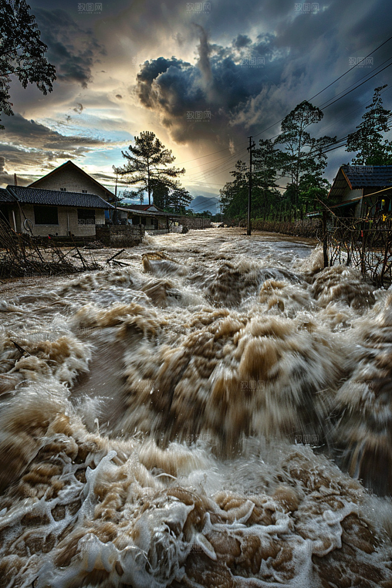 洪涝灾害夏天暴雨摄影图