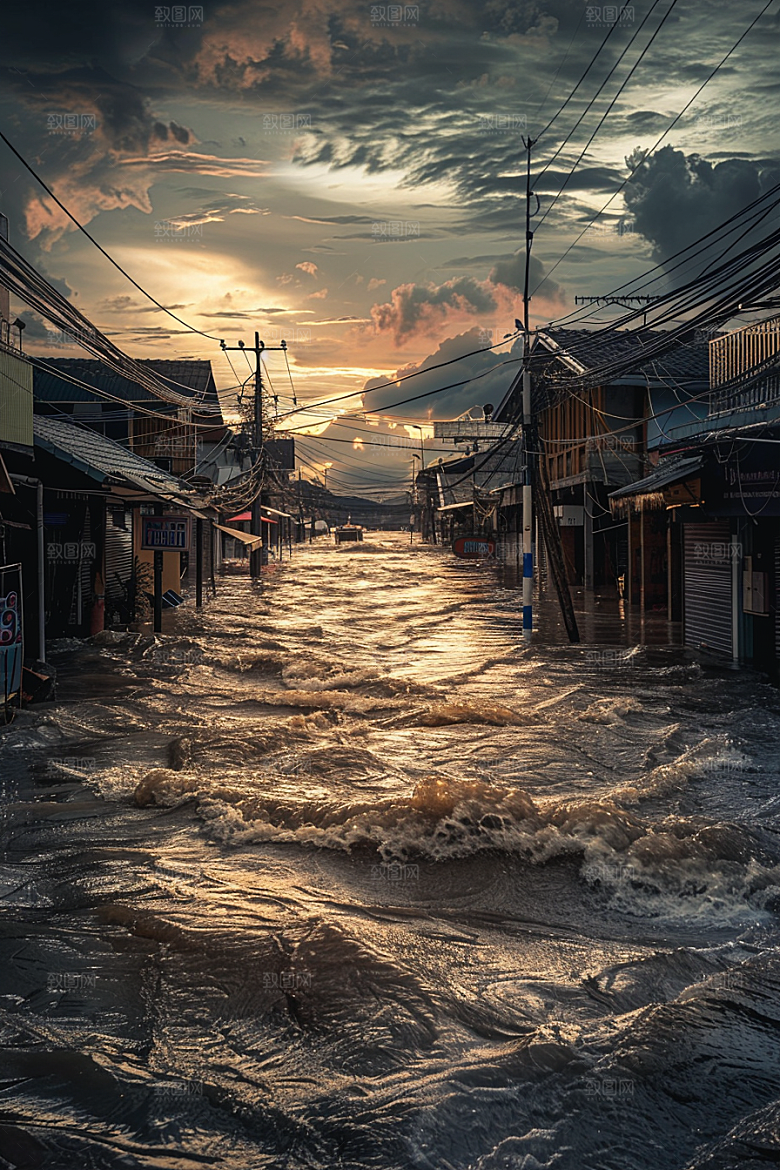 洪涝灾害暴雨泥石流摄影图