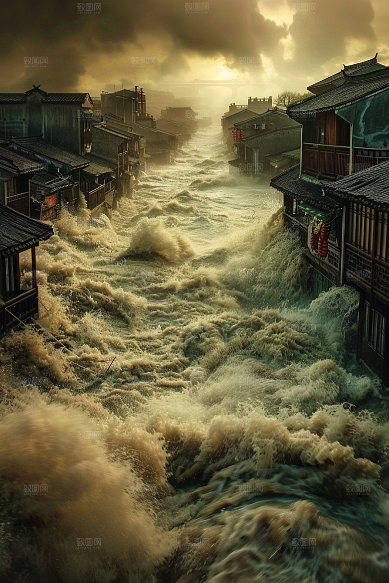 洪涝灾害抗洪抢险暴雨摄影图