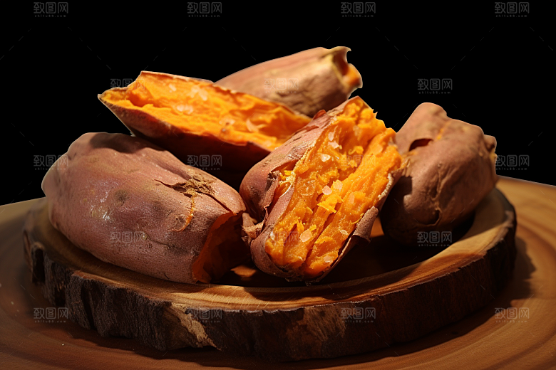 烤地瓜番薯甜蜜摄影图
