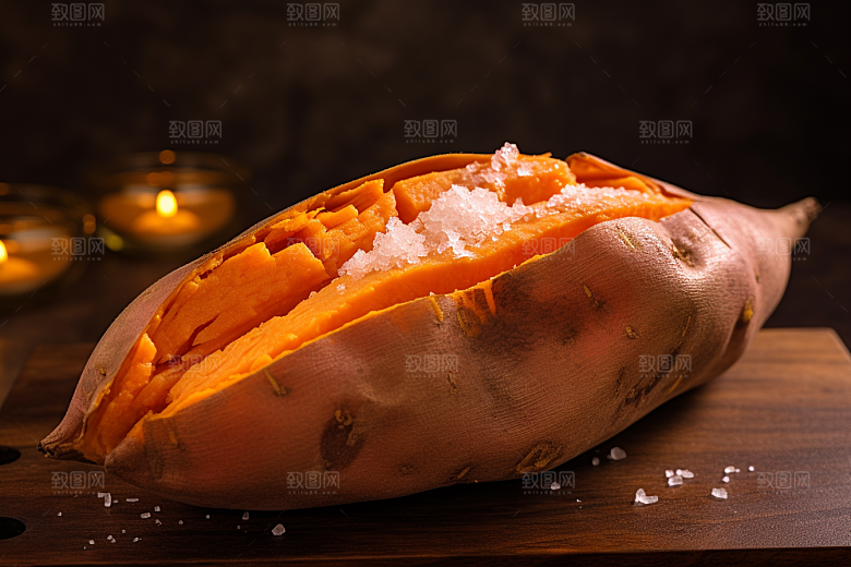 烤地瓜番薯温暖摄影图
