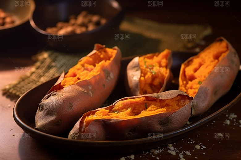 烤地瓜碳水美味摄影图