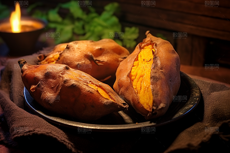 烤地瓜高清烤山芋摄影图