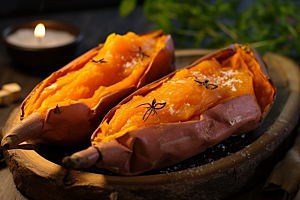 烤地瓜番薯美味摄影图