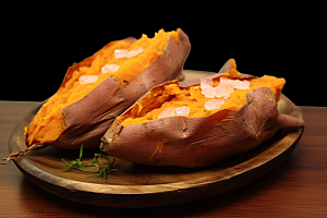 烤地瓜美味烤山芋摄影图