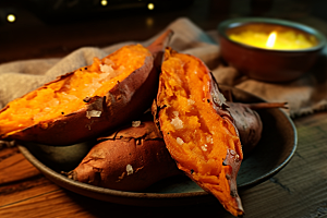 烤地瓜烤红薯甜蜜摄影图