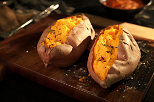 烤地瓜碳水番薯摄影图
