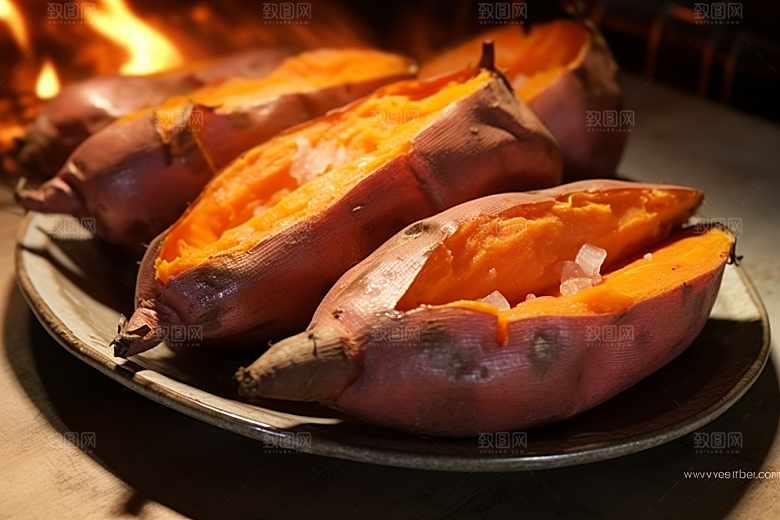 烤地瓜美味碳水摄影图