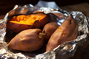 烤地瓜干粮烤红薯摄影图