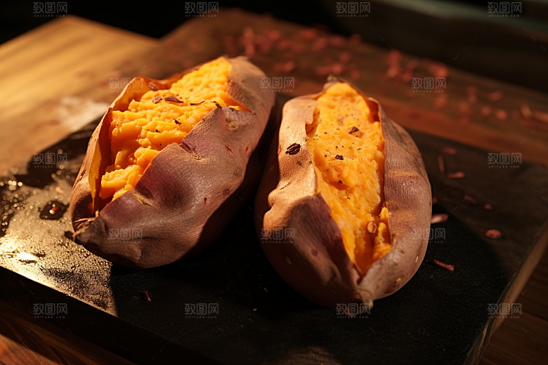 烤地瓜美味冬天摄影图