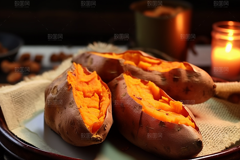 烤地瓜温暖高清摄影图