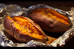 烤地瓜烤山芋烤红薯摄影图